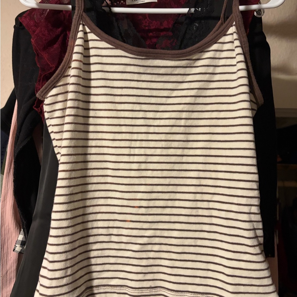 Striped Cream and Brown Women's Camisole Tank Top